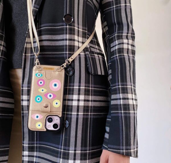 funda iphone crossbody gold