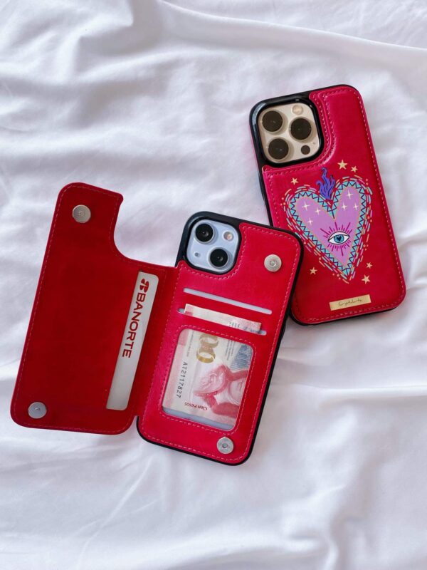 funda wallet corazon sagrado