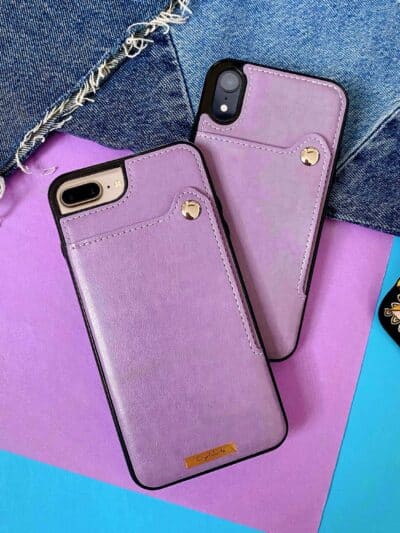 Funda iPhone tarjetero morada