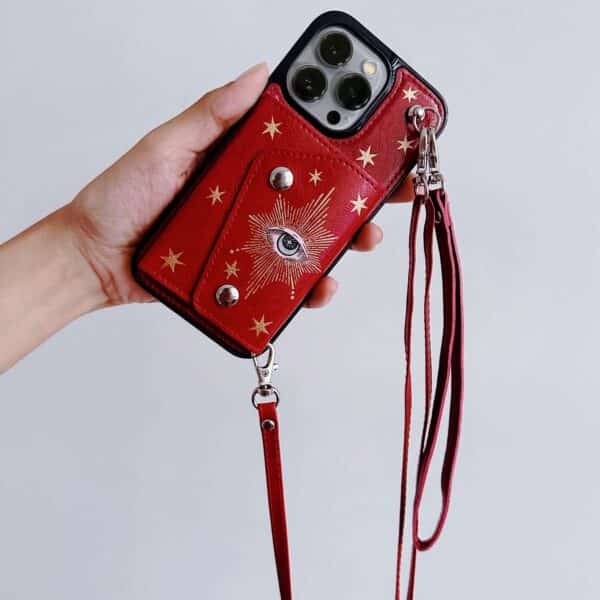 Funda iPhone Wallet wristlet roja