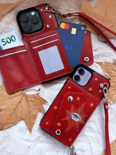 Funda iPhone Wallet wristlet roja