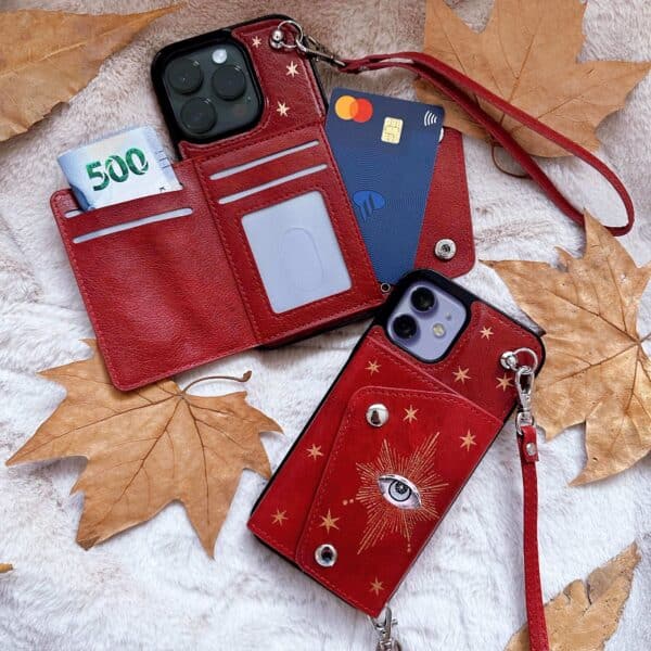 Funda iPhone Wallet wristlet roja