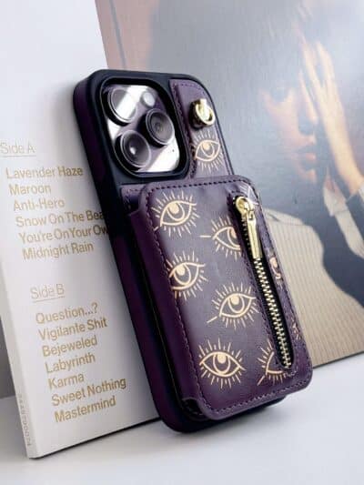 Funda dark purple wallet wristlet iPhone