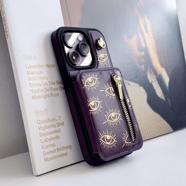 Funda dark purple wallet wristlet iPhone