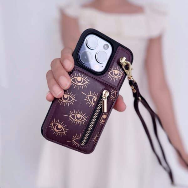 Funda dark purple wallet wristlet iPhone