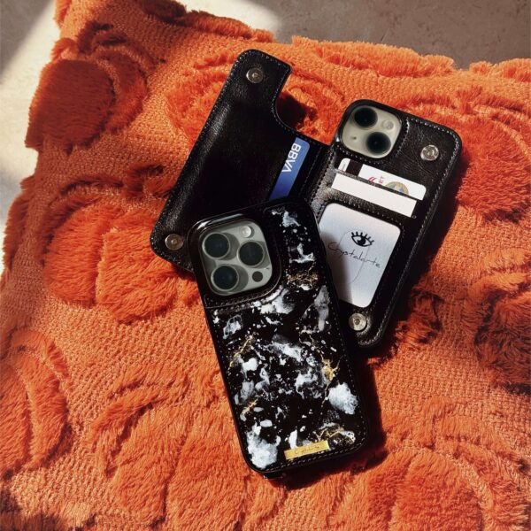 Funda iPhone Wallet marmol negro